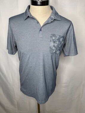 TravisMathew Mens Blue Polo Shirt With Floral Pocket Detail Size M